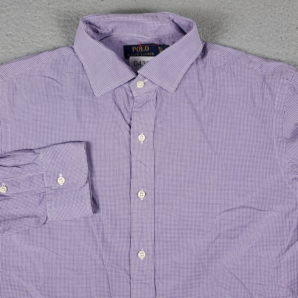 Ralph Lauren Shirt Mens 16.5 Purple Check Dress Button Up Long Sleeve